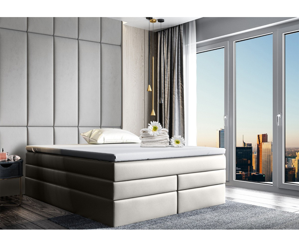 Boxspringbett 180x200 cm, Doppelbett mit 2 Matratzen, Hotelbett, ohne Kopfteil, LUXOR 1K
