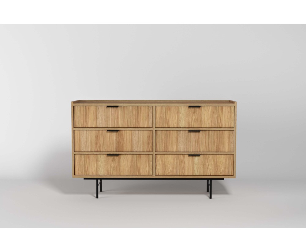 Kommode 150 cm mit 6 Schubladen, in natürlicher Holzfarbe, ELANO Kommode 150 cm mit 6 Schubladen, in natürlicher Holzfarbe, ELANO