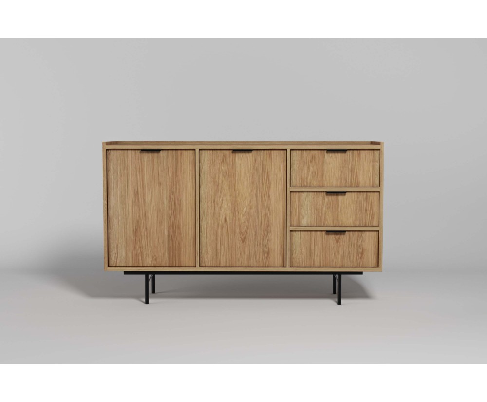 ELANO 2D3S Kommode 150 cm mit 3 Schubladen und 2 Türen, in natürlicher Holzfarbe Hickory natural