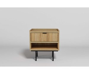 ELANO Nachttisch mit Schublade für Schlafzimmer, in natürlicher Holzfarbe Hickory natural