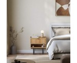 Nachttisch mit Schublade für Schlafzimmer, in natürlicher Holzfarbe Hickory natural, ELANO 