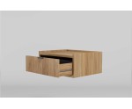 Hängender Nachttisch mit Schublade für Schlafzimmer, Wandschublade, Nachtschrank in natürlicher Holzfarbe Hickory natural, ELANO