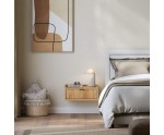 Hängender Nachttisch mit Schublade für Schlafzimmer, Wandschublade, Nachtschrank in natürlicher Holzfarbe Hickory natural, ELANO