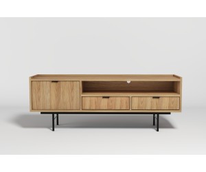 ELANO TV-Schrank 150 cm eintürig mit Schubladen in natürlicher Holzfarbe Hickory natural