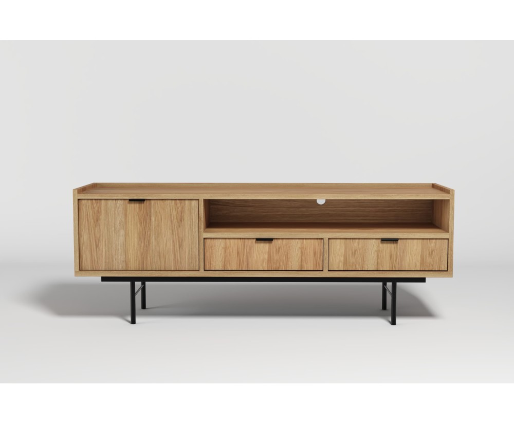 ELANO TV-Schrank 150 cm eintürig mit Schubladen in natürlicher Holzfarbe Hickory natural