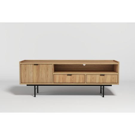 ELANO TV-Schrank 150 cm eintürig mit Schubladen in natürlicher Holzfarbe Hickory natural