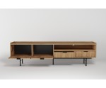 TV-Schrank 200 cm mit Schubladen und 2 Türen, in natürlicher Holzfarbe Hickory natural, ELANO
