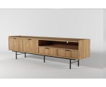 TV-Schrank 200 cm mit Schubladen und 2 Türen, in natürlicher Holzfarbe Hickory natural, ELANO