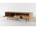TV-Schrank 200 cm mit Schubladen und 2 Türen, in natürlicher Holzfarbe Hickory natural, ELANO