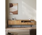 TV-Schrank 200 cm mit Schubladen und 2 Türen, in natürlicher Holzfarbe Hickory natural, ELANO