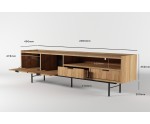 TV-Schrank 200 cm mit Schubladen und 2 Türen, in natürlicher Holzfarbe Hickory natural, ELANO