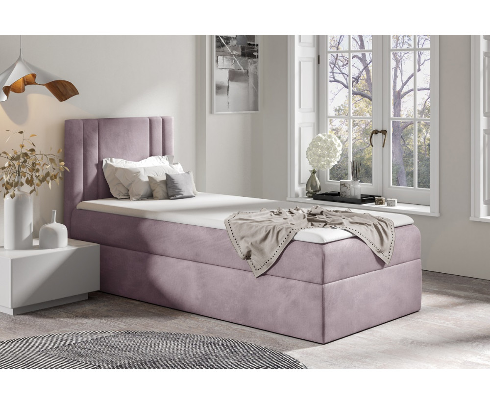 Boxspringbett 90x200 cm mit Bonell-Matratze, Einzelbett, Jugendbett mit Bettkasten, PRATO K25 Boxspringbett 90x200 cm mit Bonell-Matratze, Einzelbett, Jugendbett mit Bettkasten, PRATO K25