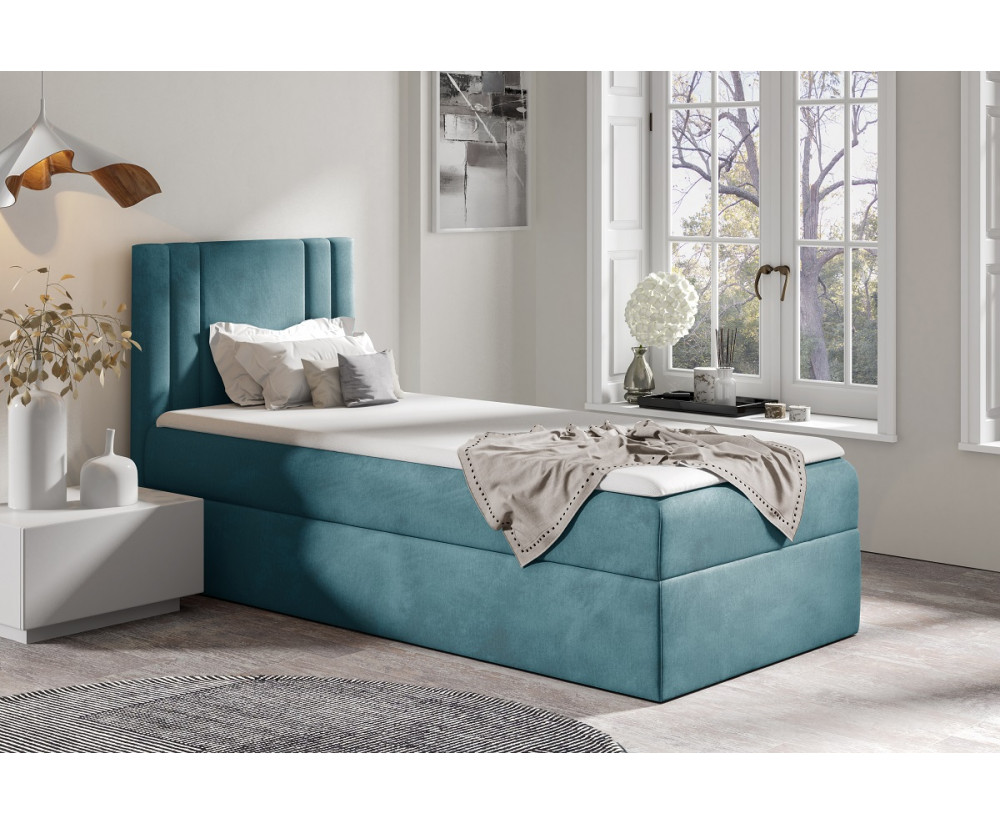 Boxspringbett 90x200 cm mit Bonell-Matratze, Einzelbett, Jugendbett mit Bettkasten, PRATO K25 Boxspringbett 90x200 cm mit Bonell-Matratze, Einzelbett, Jugendbett mit Bettkasten, PRATO K25