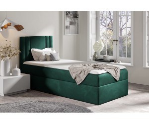 PRATO K25 Boxspringbett 90x200 cm mit Bonell-Matratze, Einzelbett, Jugendbett mit Bettkasten