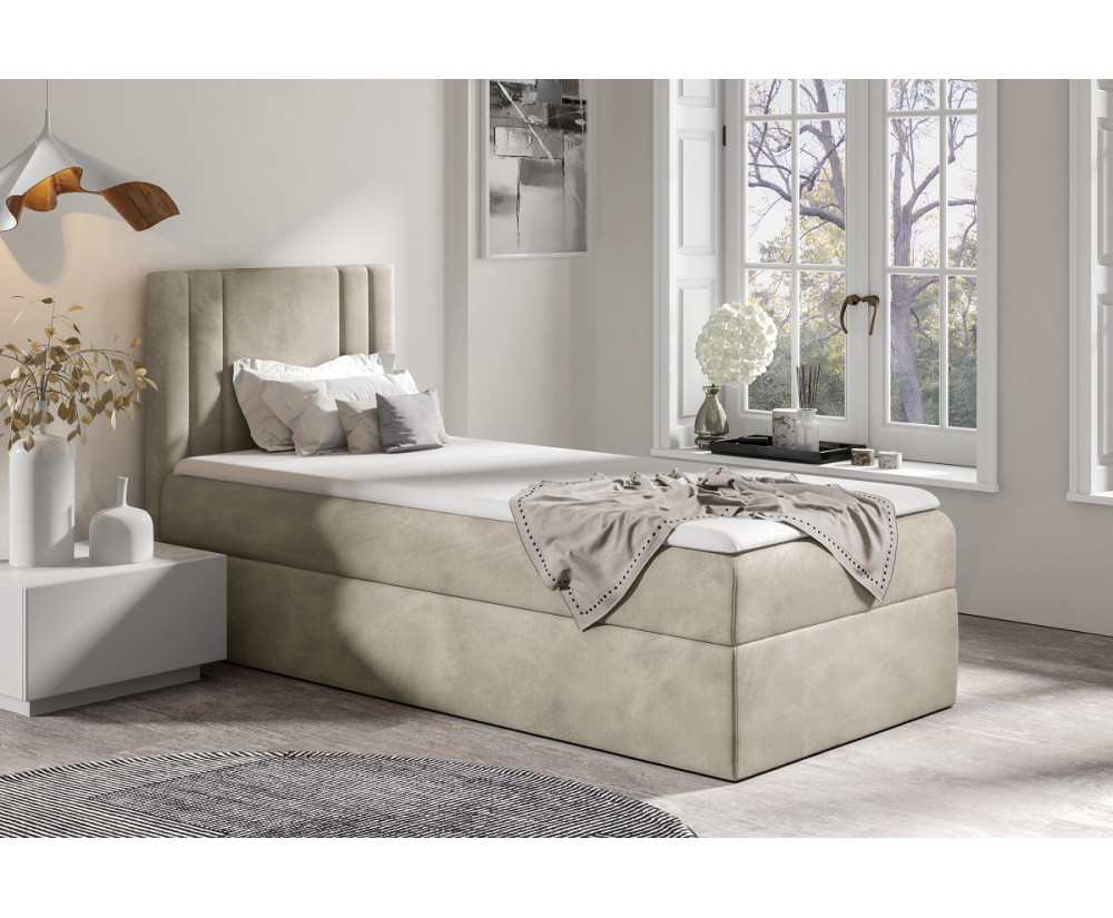 PRATO K25 Modernes Kontinentalbett 100x200 cm mit Bonell-Matratze, Einzelbett, Jugendbett mit Bettkasten