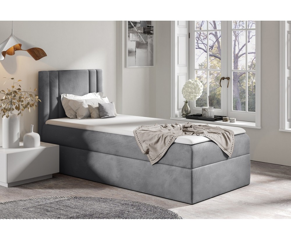 Modernes Kontinentalbett 100x200 cm mit Bonell-Matratze, Einzelbett, Jugendbett mit Bettkasten, PRATO K25 Modernes Kontinentalbett 100x200 cm mit Bonell-Matratze, Einzelbett, Jugendbett mit Bettkasten, PRATO K25