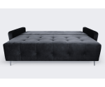 Schlafcouch, Couch ausziehbar, 3-Sitzer-Sofa mit Schlaffunktion und Bettkasten, goldene Füße, Stoff Veluro Flaschengrün, MOLI 