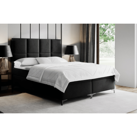 Boxspringbett 160x200 cm, Ehebett für Dachschräge, niedriges Kopfteil auf Wunsch, verchromte Füße, MEROO 4M
