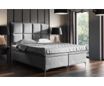 Boxspringbett 180x200 cm, Ehebett, Hotelbett mit elegantem Kopfteil, verchromte Füße, Bett für Dachschräge, MEROO 4M