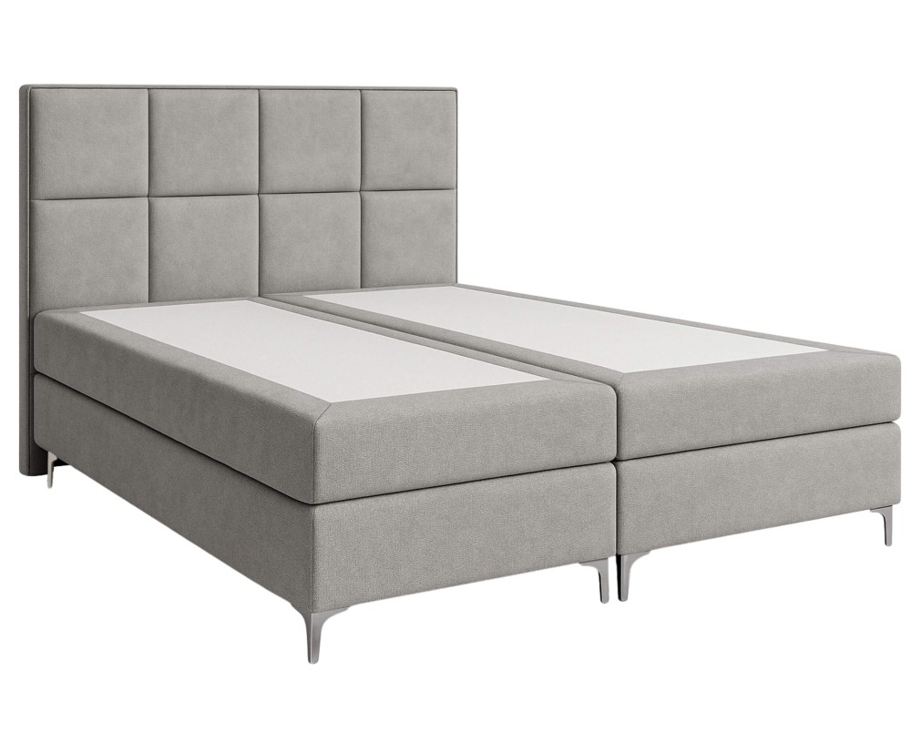 Boxspringbett 140x200 cm, Hotelbett mit hohem Kopfteil, verchromte Füße, Ehebett MEROO 4M Boxspringbett 140x200 cm, Hotelbett mit hohem Kopfteil, verchromte Füße, Ehebett MEROO 4M