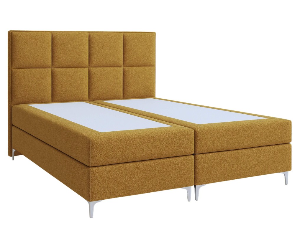 Boxspringbett 140x200 cm, Hotelbett mit hohem Kopfteil, verchromte Füße, Ehebett MEROO 4M Boxspringbett 140x200 cm, Hotelbett mit hohem Kopfteil, verchromte Füße, Ehebett MEROO 4M