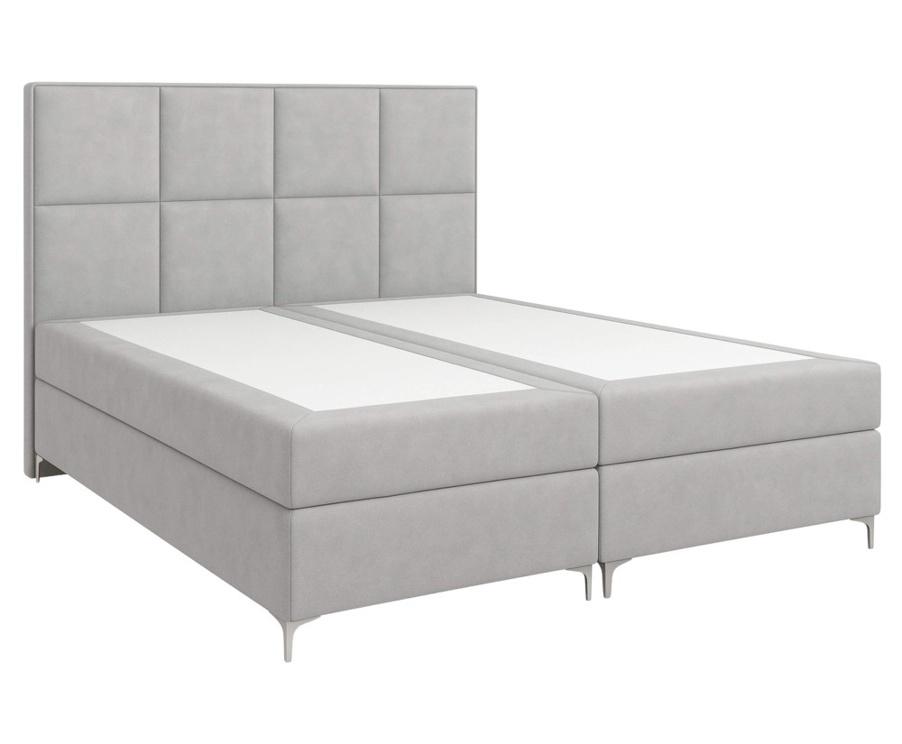 Boxspringbett 160x200 cm, Ehebett für Dachschräge, niedriges Kopfteil auf Wunsch, verchromte Füße, MEROO 4M