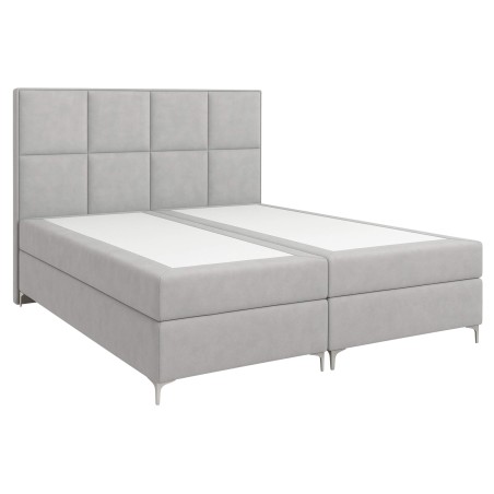 Boxspringbett 160x200 cm, Ehebett, Hotelbett mit hohem Kopfteil, verchromte Füße, MEROO 4M