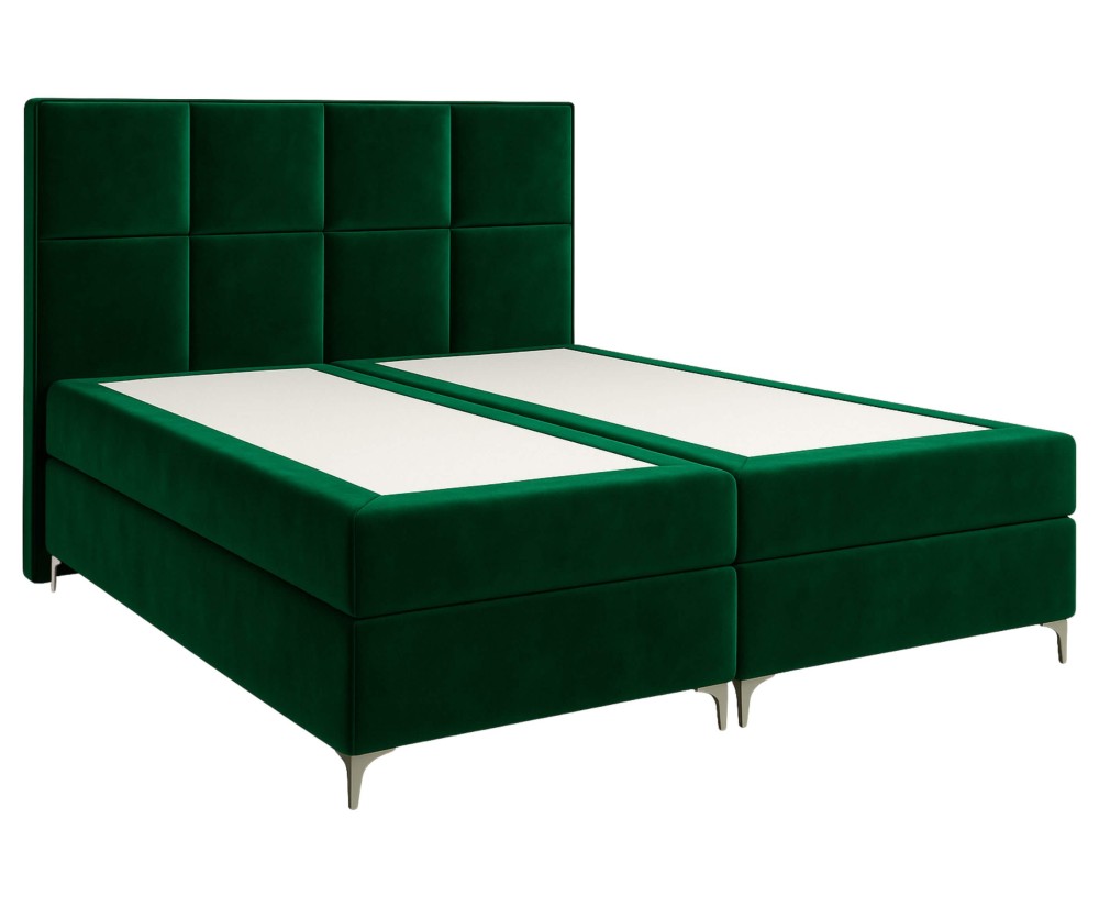 Boxspringbett 160x200 cm, Ehebett für Dachschräge, niedriges Kopfteil auf Wunsch, verchromte Füße, MEROO 4M Boxspringbett 160x200 cm, Ehebett für Dachschräge, niedriges Kopfteil auf Wunsch, verchromte Füße, MEROO 4M