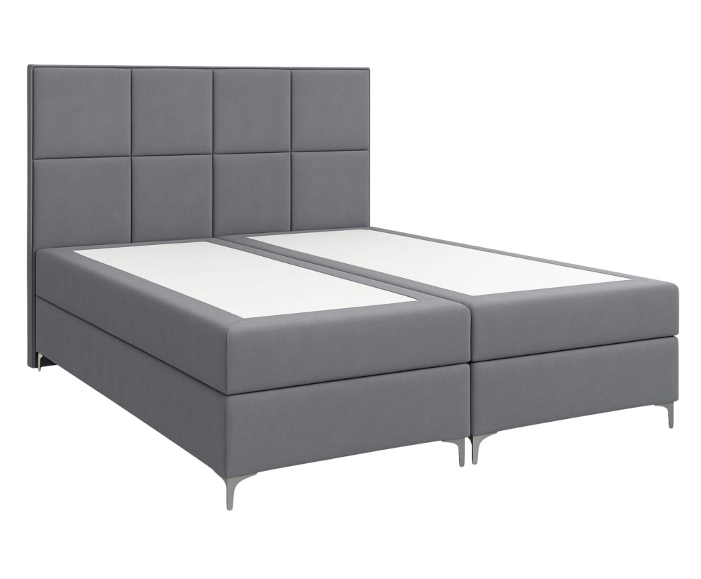 Boxspringbett 180x200 cm, Ehebett, Hotelbett mit elegantem Kopfteil, verchromte Füße, Bett für Dachschräge, MEROO 4M Boxspringbett 180x200 cm, Ehebett, Hotelbett mit elegantem Kopfteil, verchromte Füße, Bett für Dachschräge, MEROO 4M