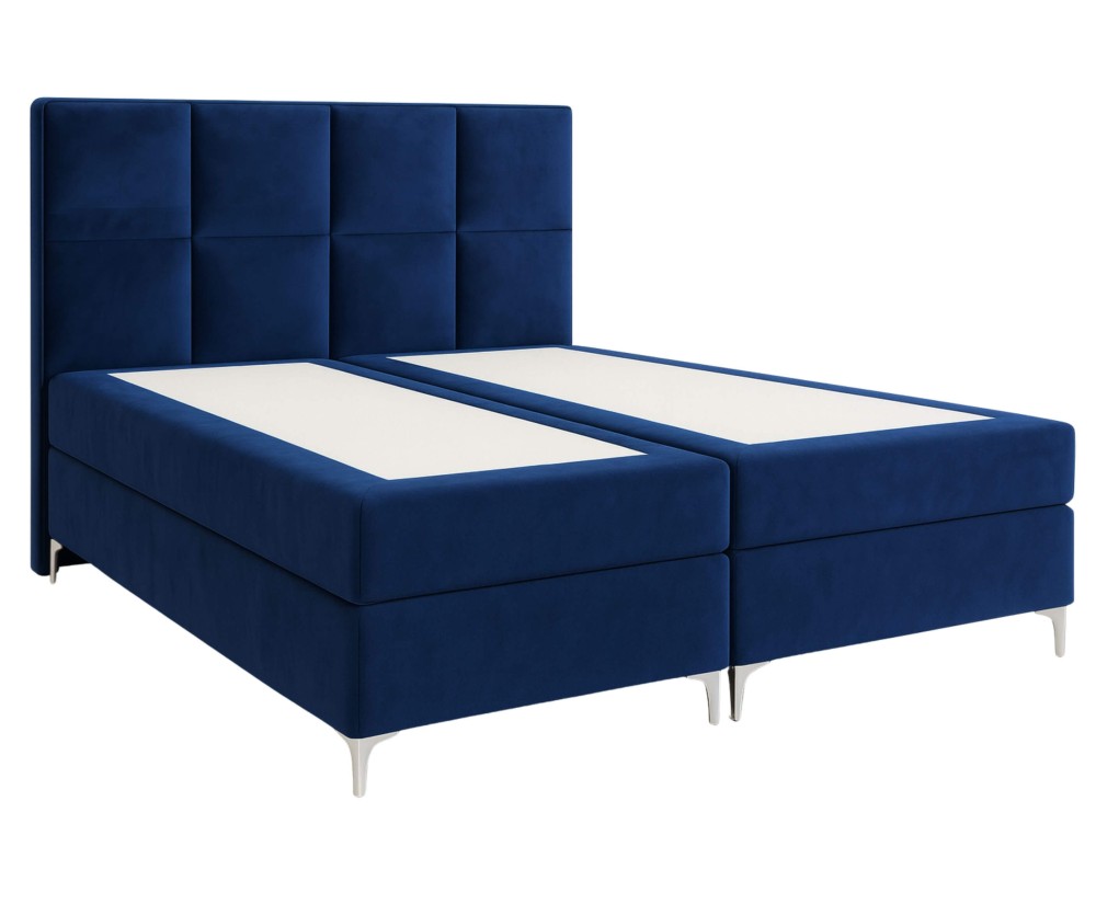 Boxspringbett 180x200 cm, Ehebett, Hotelbett mit elegantem Kopfteil, verchromte Füße, Bett für Dachschräge, MEROO 4M
