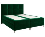 Boxspringbett 200x200 cm, Ehebett für Dachschräge, Hotelbett mit modernem Kopfteil, verchromte Füße, MEROO 4M Boxspringbett 200x200 cm, Ehebett für Dachschräge, Hotelbett mit modernem Kopfteil, verchromte Füße, MEROO 4M