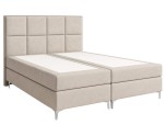 Boxspringbett 200x200 cm, Ehebett für Dachschräge, Hotelbett mit modernem Kopfteil, verchromte Füße, MEROO 4M