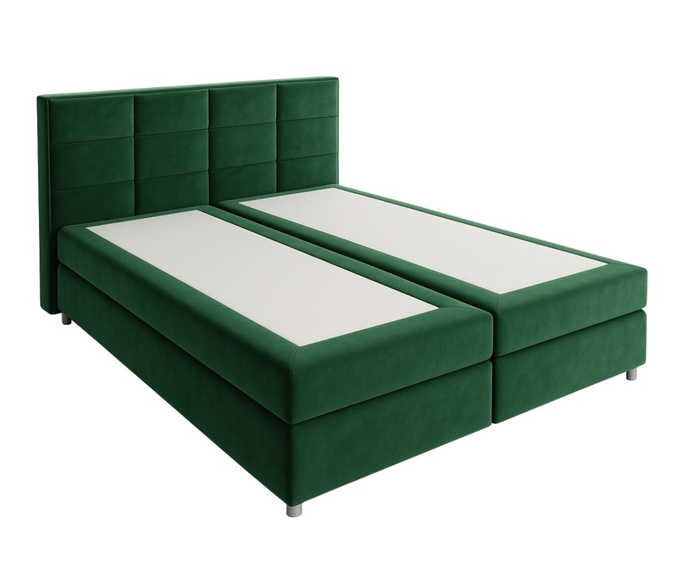 Boxspringbett 160x200 cm, Hotelbett mit Bettkasten, verchromte Füße, niedriges Kopfteil auf Wunsch, MEROO 5M