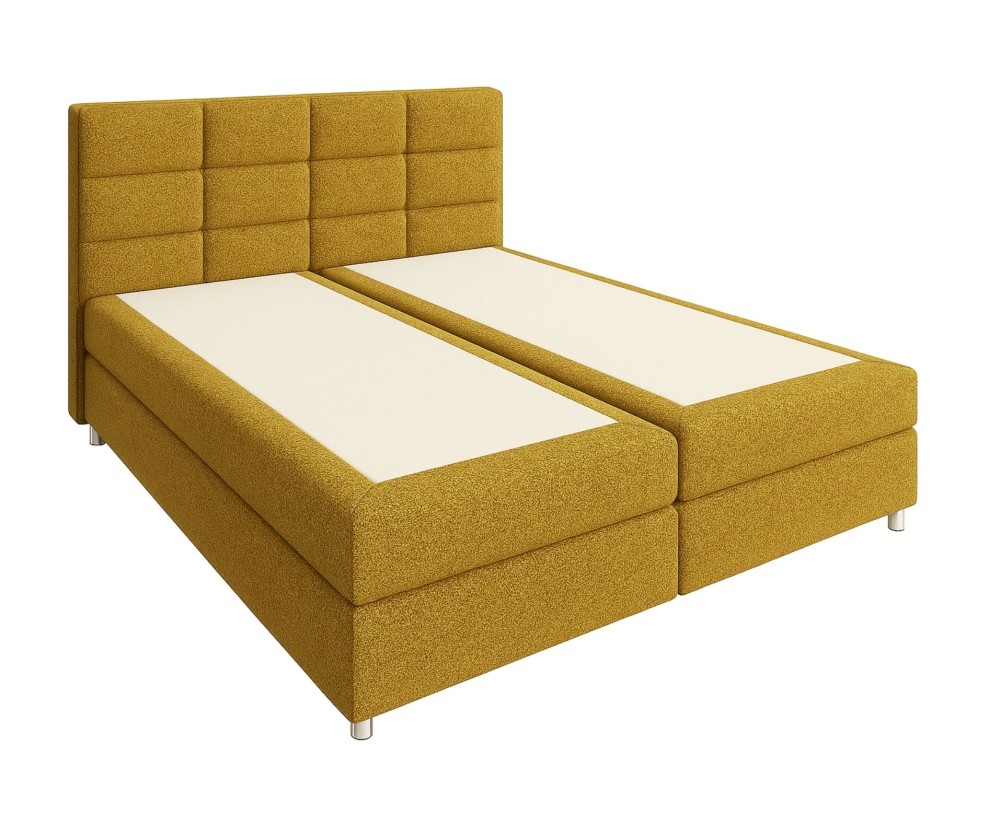 Boxspringbett 160x200 cm, Hotelbett mit Bettkasten, verchromte Füße, niedriges Kopfteil auf Wunsch, MEROO 5M