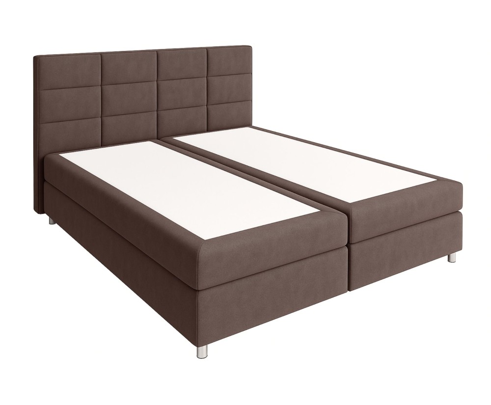 Boxspringbett 180x200 cm, Ehebett für Dachschräge, Hotelbett mit Bettkasten, verchromte Füße, MEROO 5M Boxspringbett 180x200 cm, Ehebett für Dachschräge, Hotelbett mit Bettkasten, verchromte Füße, MEROO 5M