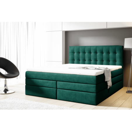 Kontinentalbett 160x200 cm, Ehebett, Hotelbett, Kopfteil mit Knopfheftung, PARIS 4K