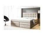 Kontinentalbett 200x200 cm, Ehebett, Hotelbett, Kopfteil mit Knopfheftung, PARIS 4K