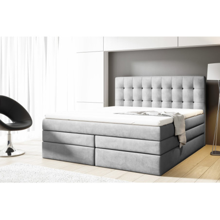 Kontinentalbett 200x200 cm, Ehebett, Hotelbett, Kopfteil mit Knopfheftung, PARIS 4K