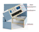 Kontinentalbett 200x200 cm, Ehebett, Hotelbett, Kopfteil mit Knopfheftung, PARIS 4K