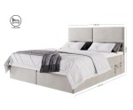 Boxspringbett 140x200 cm, Ehebett, Hotelbett, mit Kopfteil und Bettkasten, QUATTRO