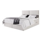 Boxspringbett 140x200 cm, Ehebett, Hotelbett, mit Kopfteil und Bettkasten, QUATTRO