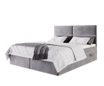Boxspringbett 160x200 cm, Ehebett, Hotelbett, mit Kopfteil und Bettkasten, QUATTRO