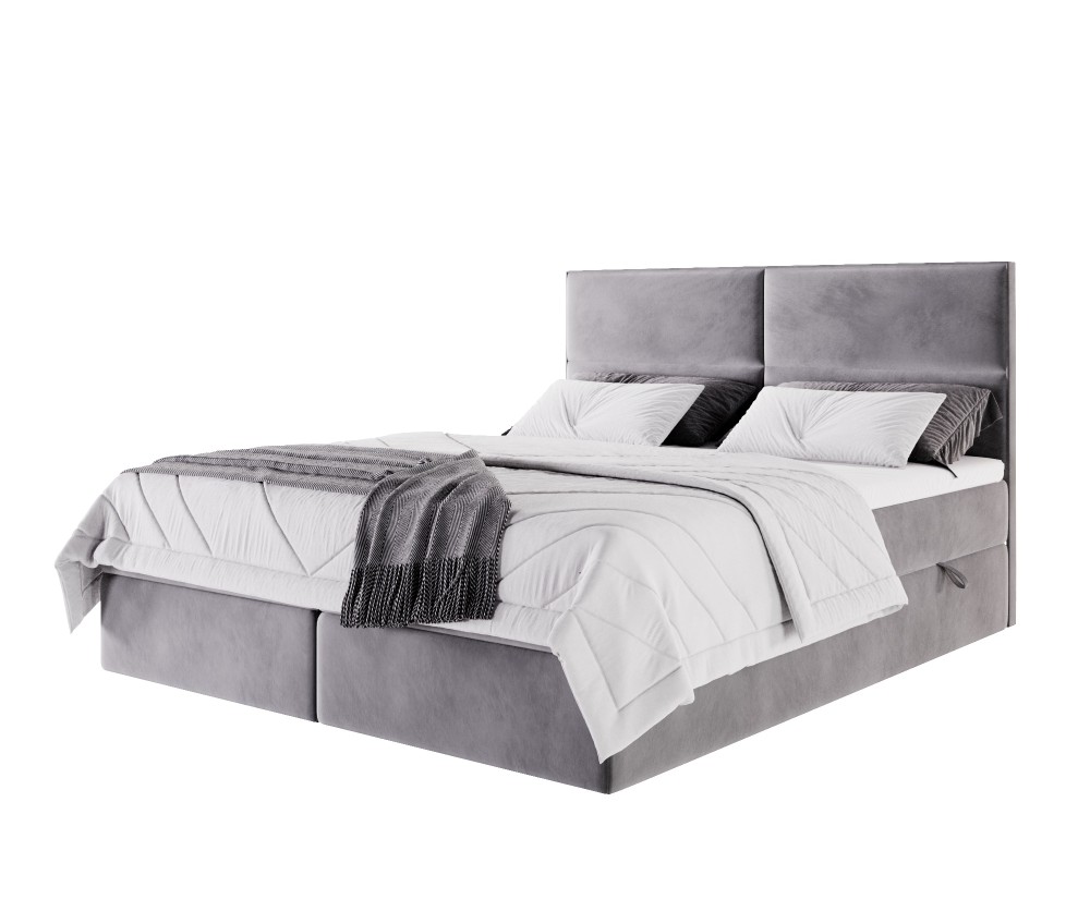 Kontinentalbett 200x200 cm mit Matratze, Ehebett mit Kopfteil und Bettkasten, QUATTRO 