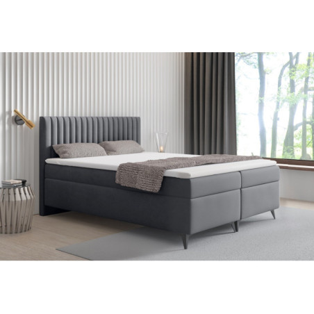 Boxspringbett 200x200 cm, Ehebett, Hotelbett, vertikale Nähte am Kopfteil, ANTONINA 1M 