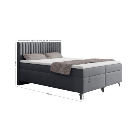 Boxspringbett 200x200 cm, Ehebett, Hotelbett, vertikale Nähte am Kopfteil, ANTONINA 1M 