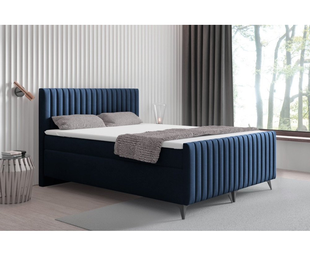 Kontinentalbett 160x200 cm, Ehebett, Hotelbett, mit Kopfteil, Fußteil und Bettkasten, ANTONINA 2M 