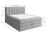 Kontinentalbett 200x200 cm, Ehebett, Hotelbett, Kopfteil mit Knopfheftung, PARIS 4K