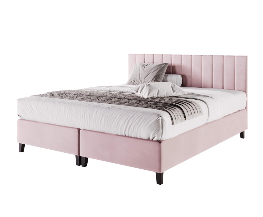 Doppelbett 160x200 cm, Hotelbett, Bettgestell, Kopfteil mit vertikaler Steppung, BRISTOL 2H