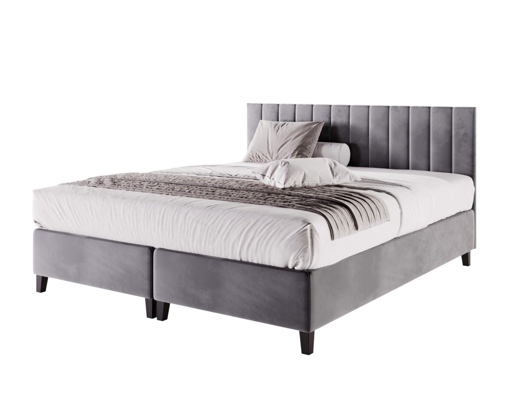 Doppelbett 160x200 cm, Hotelbett, Bettgestell, Kopfteil mit vertikaler Steppung, BRISTOL 2H