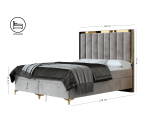 Modernes Bett 200x200 cm für Appartment, Ehebett, Hotelbett, hohes Kopfteil mit goldenen Zierleisten, BAHAMA 1M Modernes Bett 200x200 cm für Appartment, Ehebett, Hotelbett, hohes Kopfteil mit goldenen Zierleisten, BAHAMA 1M